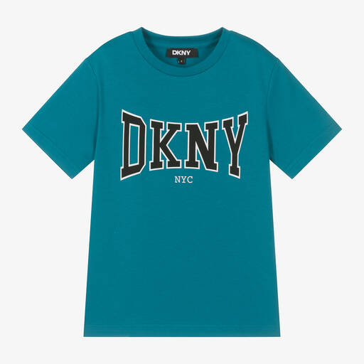 DKNY-تيشيرت قطن عضوي لون أزرق تركواز داكن للأولاد | Childrensalon