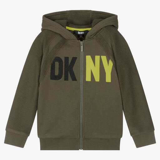 DKNY-Boys Green Cotton Jersey Zip-Up Hoodie | Childrensalon