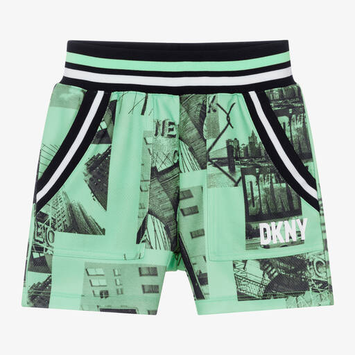 DKNY- Boys Green Mesh Jersey Shorts | Childrensalon