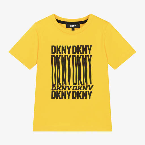 DKNY- تيشيرت قطن جيرسي لون أصفر فاقع وأسود للأولاد | Childrensalon