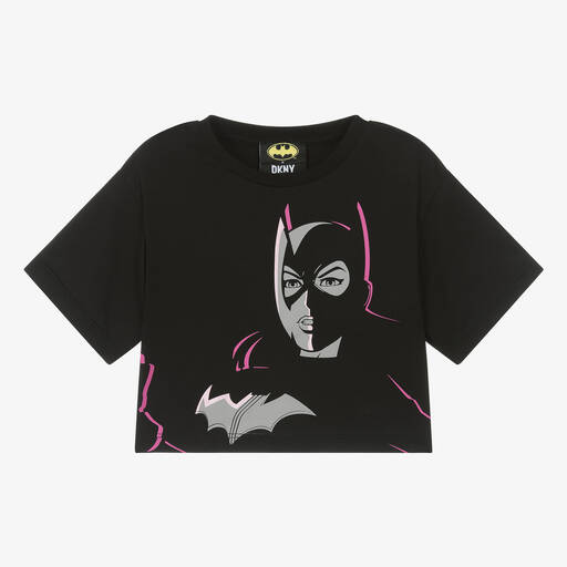 DKNY-Girls Black Cotton Batgirl T-Shirt | Childrensalon