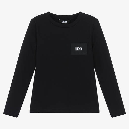 DKNY-Girls Black Cotton Jersey Top  | Childrensalon