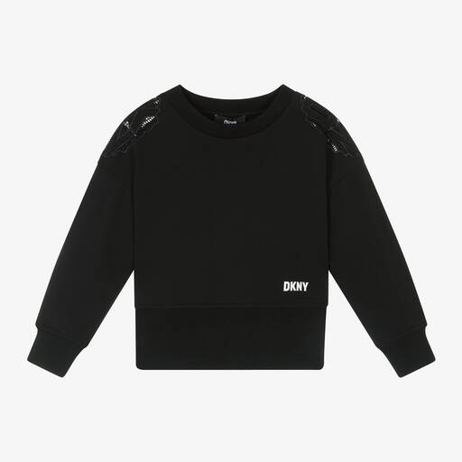 DKNY-Girls Black Cotton Sweatshirt | Childrensalon