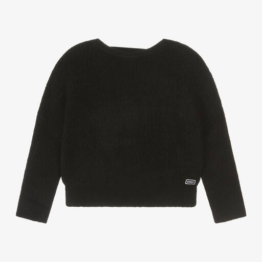 DKNY-Girls Black Fluffy Knit Jumper | Childrensalon