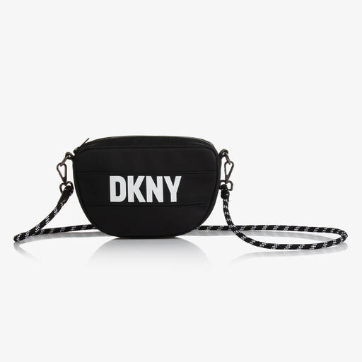 DKNY-Girls Black Logo Crossbody Bag (22cm) | Childrensalon
