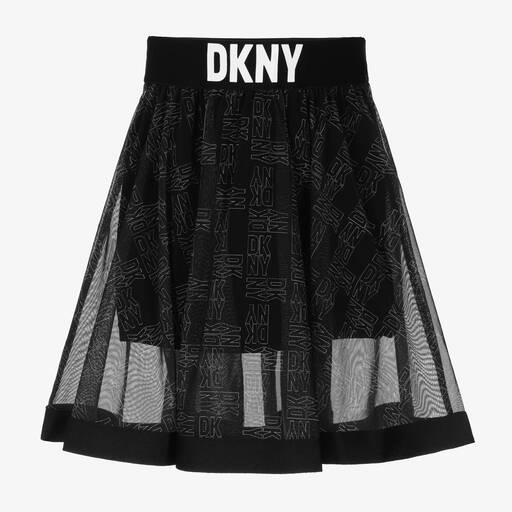 DKNY-Girls Black Mesh & Jersey Skirt | Childrensalon