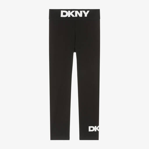 DKNY-Girls Black Organic Cotton Leggings | Childrensalon