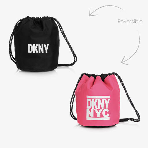 DKNY-Girls Black & Pink Reversible Bag (20cm) | Childrensalon