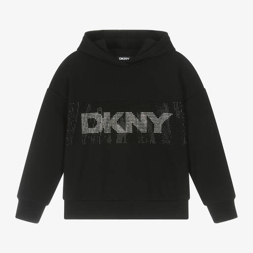 DKNY-Girls Black Rhinestone Hoodie | Childrensalon