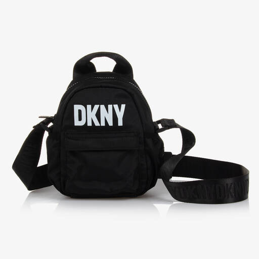 DKNY-حقيبة كتف كانفاس لون أسود للبنات (19 سم) | Childrensalon