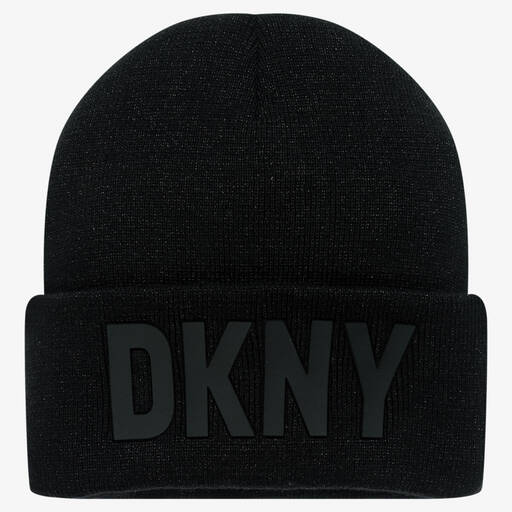 DKNY-Girls Black Sparkly Beanie Hat | Childrensalon