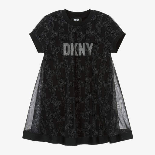DKNY-فستان 2 في 1 فيسكوز جيرسي لون أسود | Childrensalon