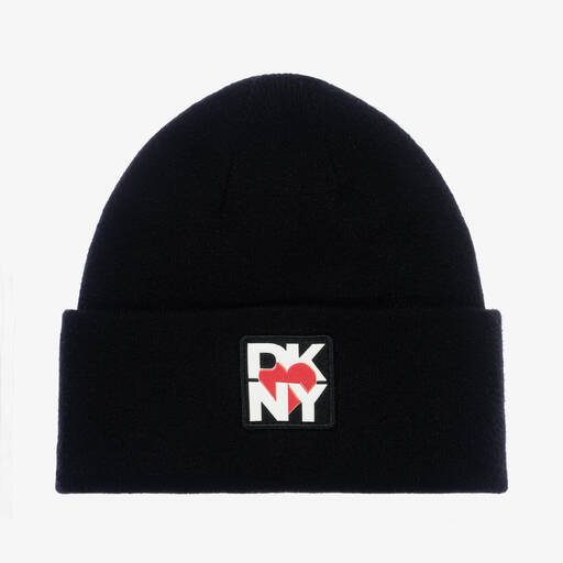 DKNY-Girls Black Viscose Knitted Beanie Hat | Childrensalon