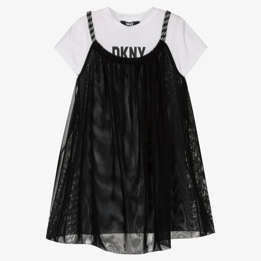 DKNY-Girls Black & White 2-in-1 Dress | Childrensalon