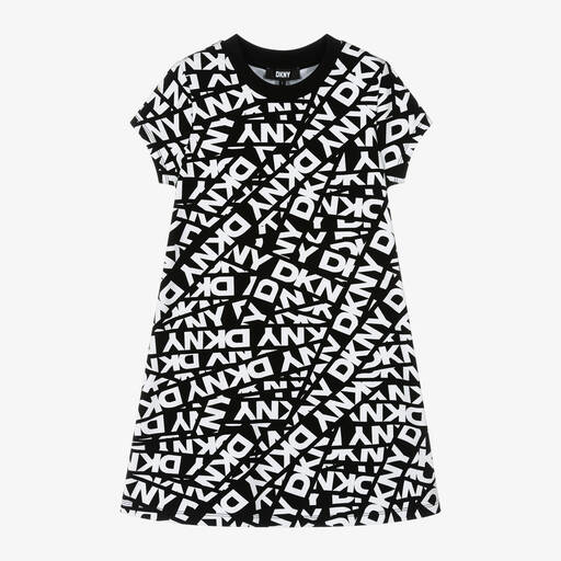 DKNY-Girls Black & White Cotton Dress | Childrensalon