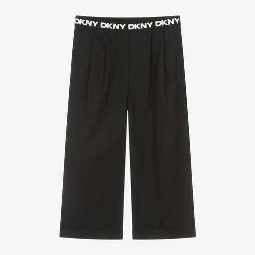 DKNY-Girls Black Wide Leg Trousers | Childrensalon
