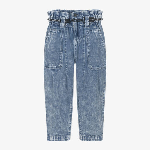 DKNY- Girls Blue Denim Paperbag Mom Jeans | Childrensalon