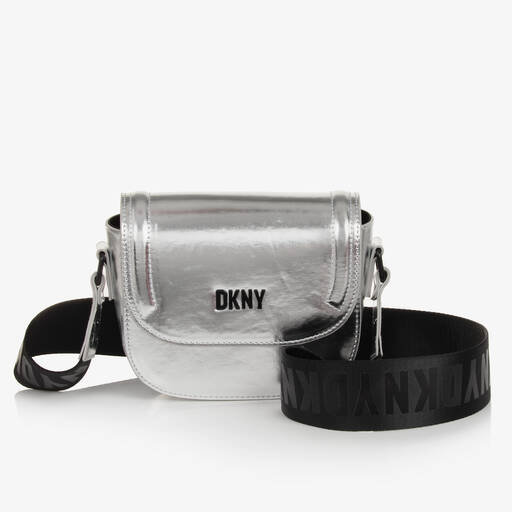 DKNY-Girls Metallic Silver Faux Leather Bag (17cm) | Childrensalon