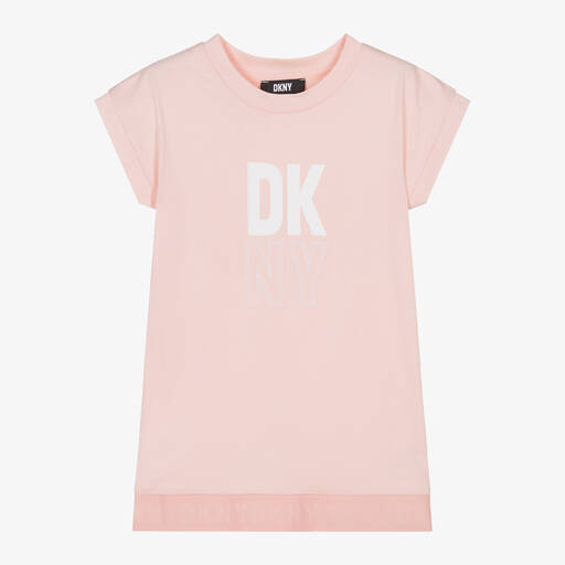 DKNY-فستان قطن جيرسي لون زهري فاتح | Childrensalon
