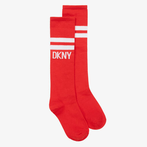 DKNY-Girls Red & White Knee High Socks | Childrensalon