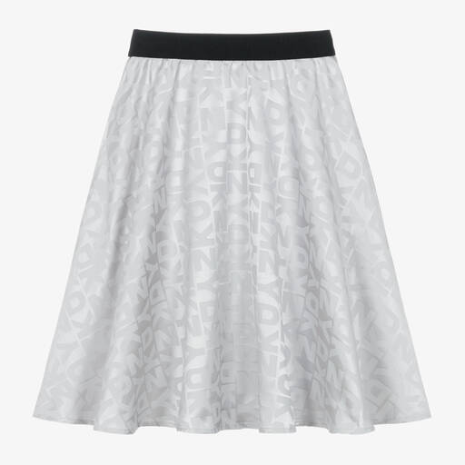 DKNY-Girls Silver Satin Jacquard Skirt | Childrensalon