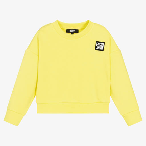 DKNY-Girls Yellow Logo Sweatshirt | Childrensalon
