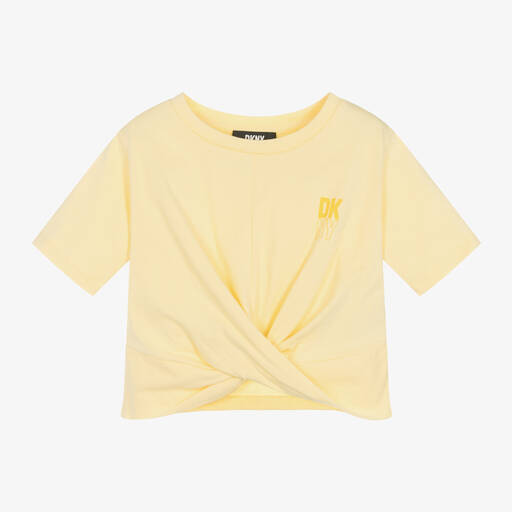 DKNY-Girls Yellow Organic Cotton T-Shirt | Childrensalon