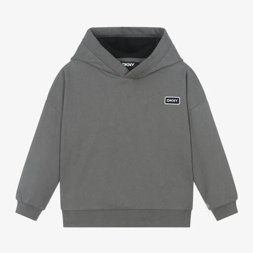 DKNY-Grey Cotton Embroidered Hoodie | Childrensalon