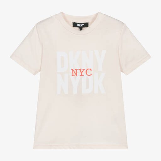 DKNY- Ivory Cotton Jersey T-Shirt | Childrensalon