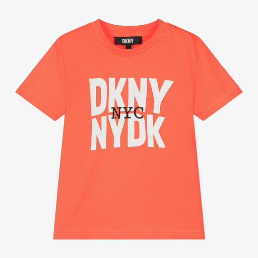 DKNY-Neon Orange Cotton Jersey T-Shirt | Childrensalon