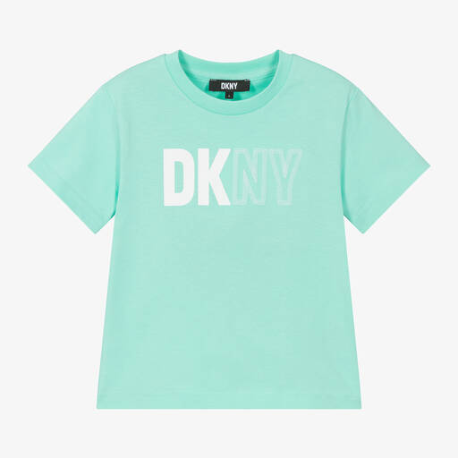 DKNY-Sea Green Organic Cotton T-Shirt | Childrensalon