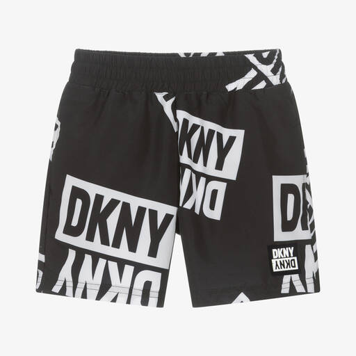 DKNY-Teen Boys Black Logo Swim Shorts | Childrensalon