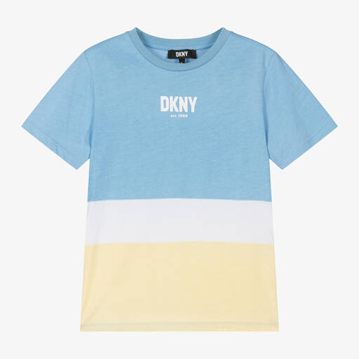 DKNY-تيشيرت قطن لون أصفر وأزرق بلوك للمراهقين | Childrensalon