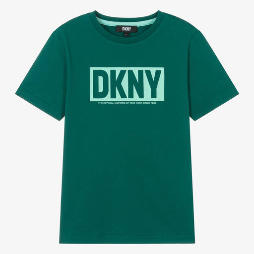 DKNY-Зеленая футболка из хлопкового джерси для мальчиков-подростков | Childrensalon
