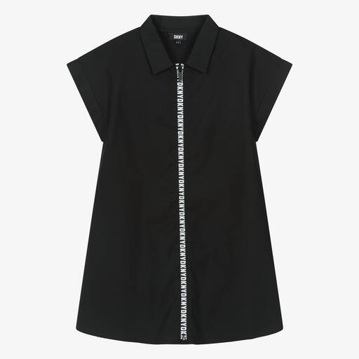 DKNY-Teen Girls Black Cotton Shirt Dress | Childrensalon