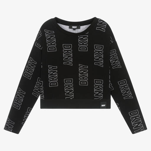 DKNY-Teen Girls Black Cotton T-Shirt | Childrensalon