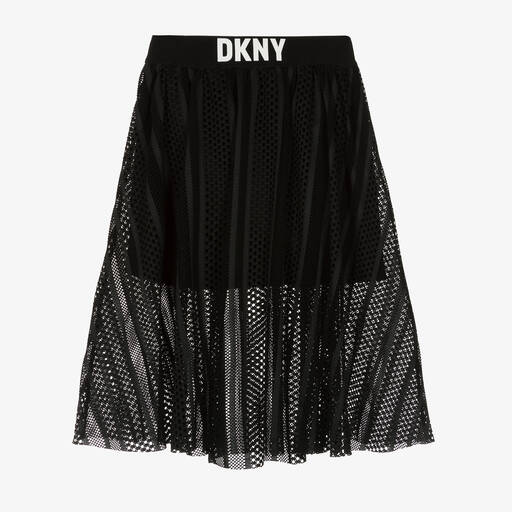 DKNY-Teen Girls Black Mesh Midi Skirt | Childrensalon