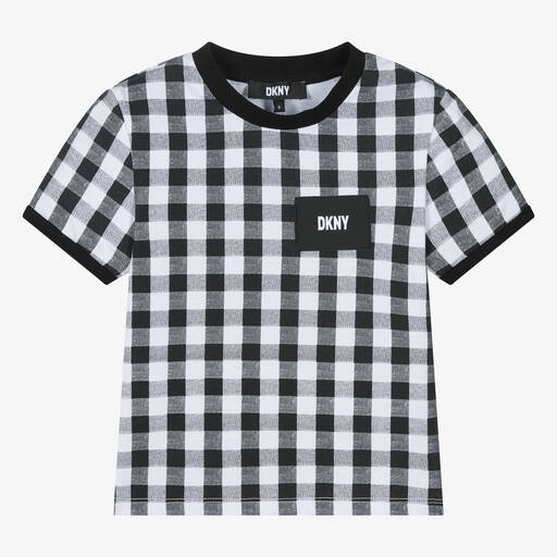 DKNY-Teen Girls Black & White Gingham T-Shirt | Childrensalon