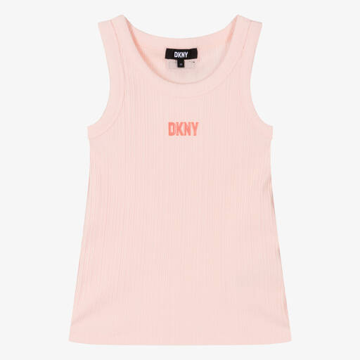 DKNY-توب قطن جيرسي مضلع لون زهري فاتح للمراهقات | Childrensalon