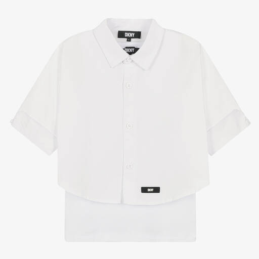 DKNY-Teen Girls White 2-in-1 Cotton Shirt | Childrensalon