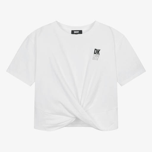 DKNY-Teen Girls White Cotton T-Shirt | Childrensalon