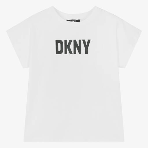 DKNY-Teen Girls White Organic Cotton T-Shirt | Childrensalon