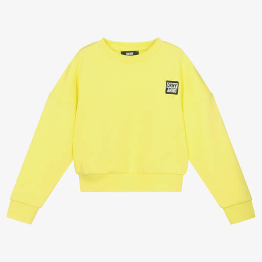 DKNY-Teen Girls Yellow Cotton Logo Sweatshirt | Childrensalon
