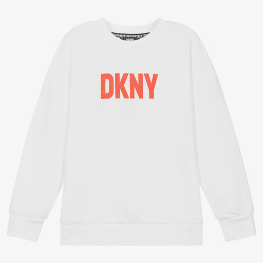 DKNY-Teen White Cotton Jersey Logo Sweatshirt | Childrensalon