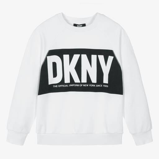 DKNY-Teen White Cotton Jersey Sweatshirt | Childrensalon
