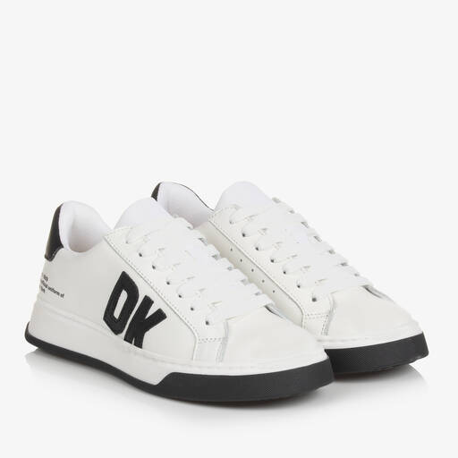 DKNY-Teen White Leather Trainers | Childrensalon
