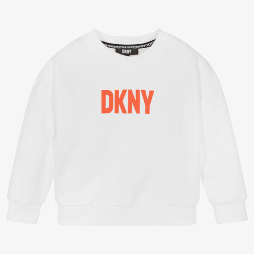 DKNY-White Cotton Jersey Logo Sweatshirt | Childrensalon