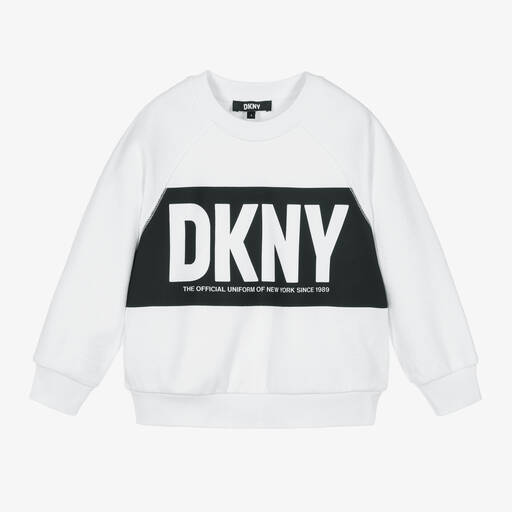 DKNY- White Cotton Jersey Sweatshirt | Childrensalon