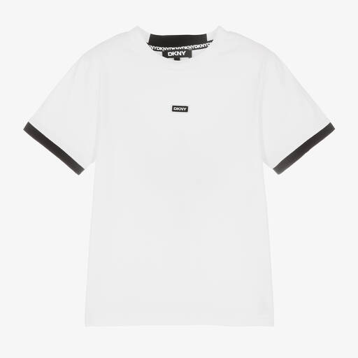 DKNY-White Organic Cotton T-Shirt | Childrensalon