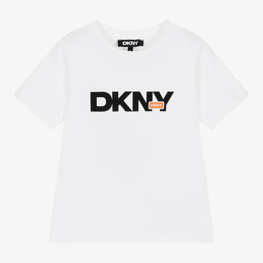 DKNY-تيشيرت قطن عضوي جيرسي لون أبيض | Childrensalon